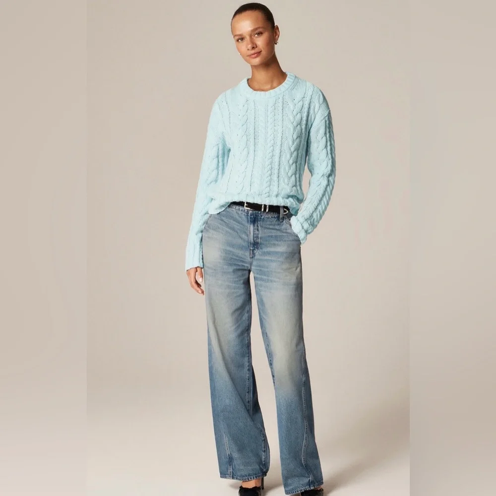 J. Crew Coastal Preppy Icy Baby Blue Crew Neck Sweater s M